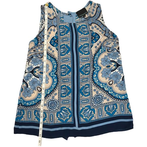 Cynthia Rowley Top Sleeveless‎ Blouse High Neck Printed Women's S Button Back - Picture 5 of 9
